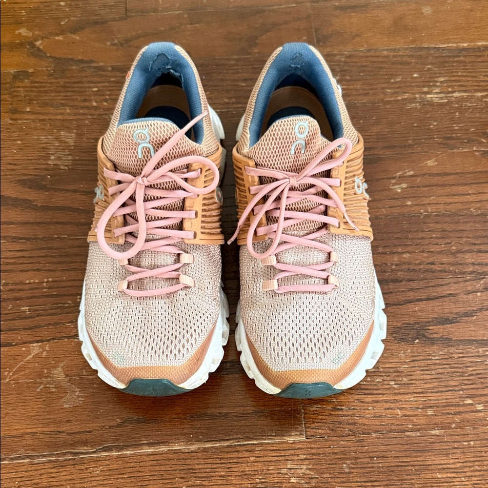 On Cloud Running Women's Sneakers in Pink and Tan